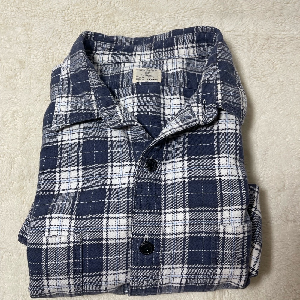 Classic Mens J. Crew Blue and White Checkered Button Down Shirt